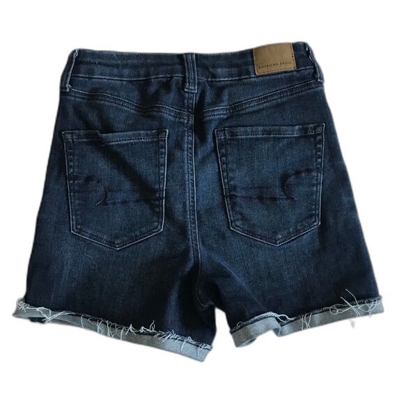 American Eagle Next Level Super Hi-Rise Curvy Shortie Jean Shorts sz 4 W26 EUC! - Picture 2 of 11